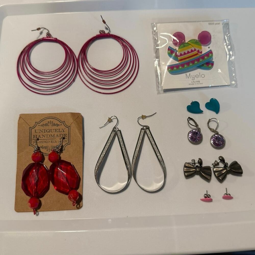 Lot of 8 Fun Costume Earrings Mixed Styles All Wearable